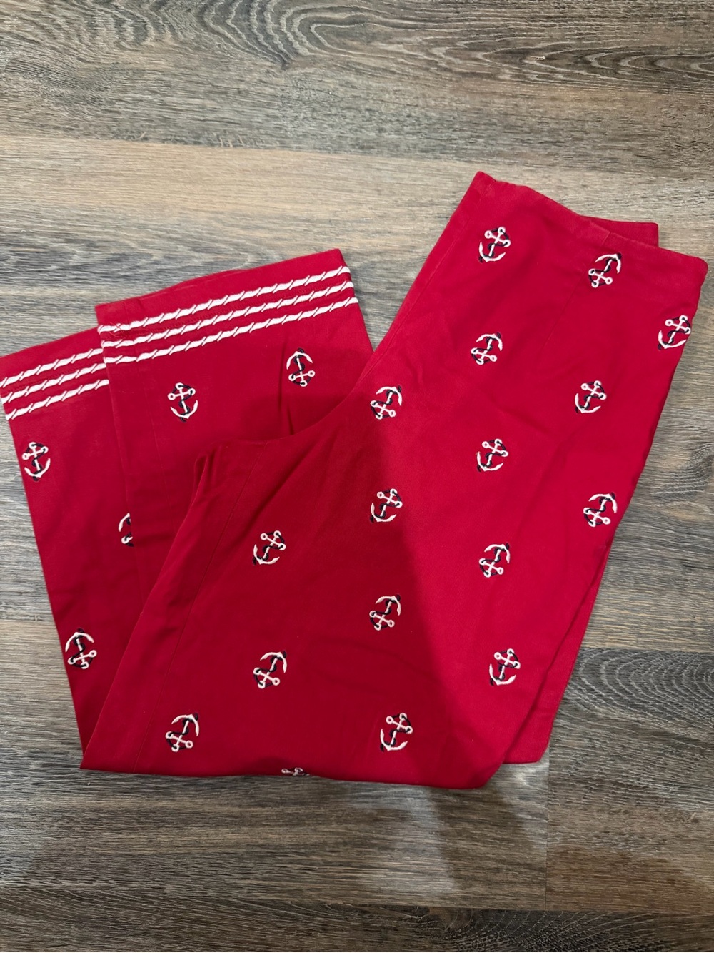 Talbots Red embroidered anchor side -zip pants / trousers